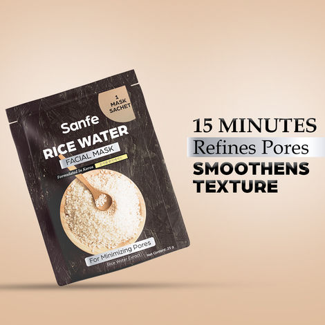 Buy Sanfe Rice Water Facial Mask |1 Mask Sachet | Korean Sheet Mask with Rice Water Extract | Helps Minimize Pores & Refine Skin Texture | Brightening & Hydrating Face Sheet Mask - 1 Pc-Purplle