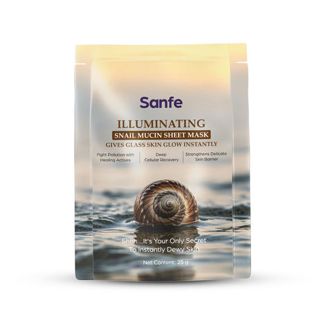 Buy Sanfe Illuminating Snail Mucin Sheet Mask for Glass Skin Glow | Pack of 1 | Deep Hydration & Skin Repair | Strengthens Skin Barrier | Korean Face Mask Sheet for Dull, Dry & Tired Skin | 25gm-Purplle