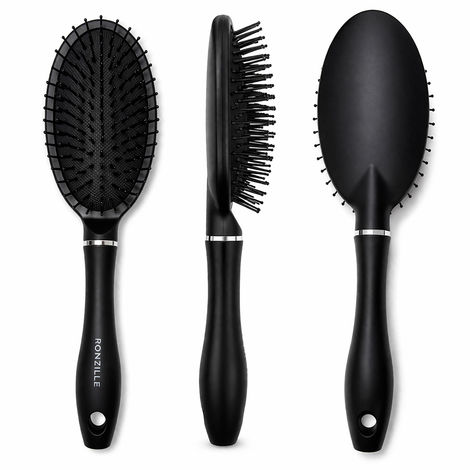 Buy Ronzille Premium Black Detangling Round Paddle Hair Brush for Smooth & Tangle-Free Hair 1 pc-Purplle