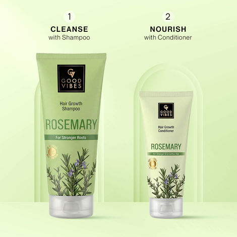 Buy Good Vibes Rosemary Hair Growth Combo (Rosemary Rice Protein & Multi Peptide Hair Growth Shampoo-200 ml + Rosemary Rice Protein & Multi Peptide Hair Growth-100 ml) Conditioner Combo of 2-Purplle