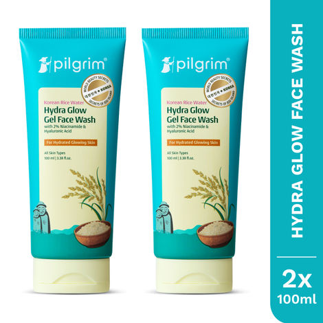 Buy Pilgrim Korean Rice Water Hydra Glow Gel Face Wash For Hydrate Glowing Skin Pack of 2-Purplle