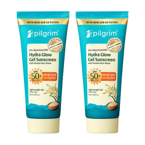 Buy Pilgrim 5% Niacinamide Hydra Glow Gel Sunscreen SPF 50+ PA++++ In-Vivo tested Pack of 2-Purplle