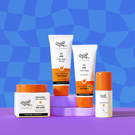 Buy Chemist at Play Exfoliating & Freshness Combo | Coffee Body Scrub 75 gm + Face Scrub 100 ml + Face Wash 100 ml + Underarm Roll-On 40 ml | Combo of 4-Purplle