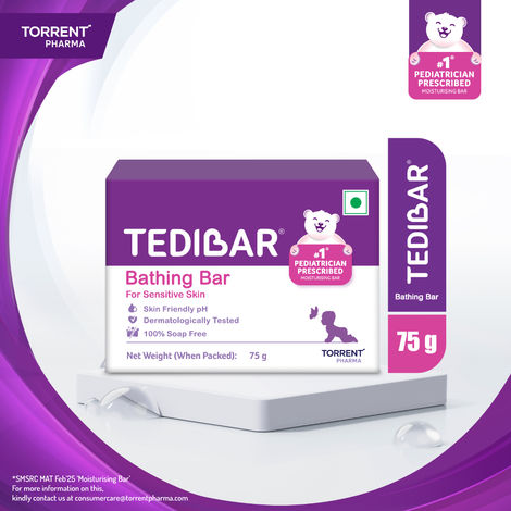 Buy Tedibar Moisturising Baby Bathing Bar 75 gm | 100% Soap Free | Skin Friendly pH - By Torrent-Purplle