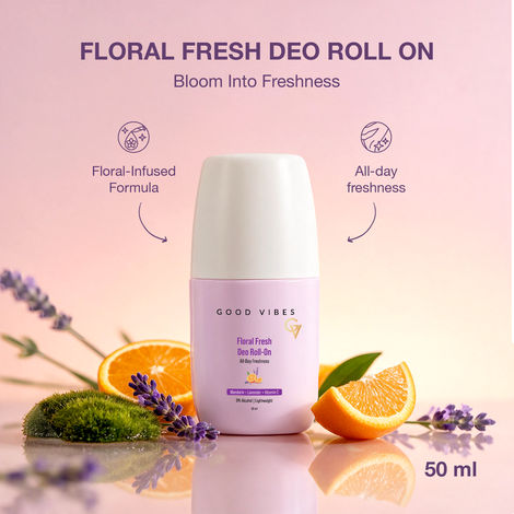Buy Good Vibes Floral Fresh Deo Roll On | With Vitamin C, Lavender & Mandarin | Controls Underarm Odour | Quick-Drying & Non-Sticky | Provides Freshness & Brighter Underarms | 50 ml-Purplle