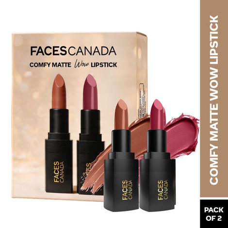 Buy FACES CANADA Comfy Matte Wow Bullet Lipstick - Caramel Swirl (4.2 gm) + Berry Souffle (4.2 gm) | Smooth Matte Finish | Highly Pigmented | Long Lasting | Glides Effortlessly | One Swipe Application | Non Drying | Pack of 2-Purplle