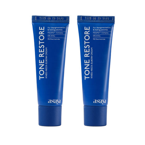 Buy Asaya Tone Restore Cream for Dark Knees & Elbows | Depigmenting Cream with MelaMe™, Kojic Acid, AHAs & Urea | 50 gm | Pack of 2-Purplle