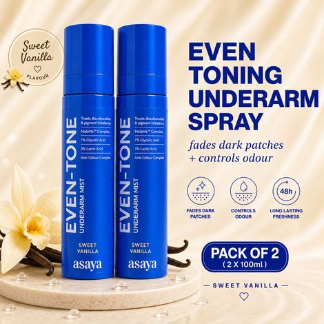 Buy Asaya Even Tone Underarm Mist Spray for Underarm Pigmentation Removal & Odour Control | Sweet Vanilla | 100 ml | Pack of 2-Purplle