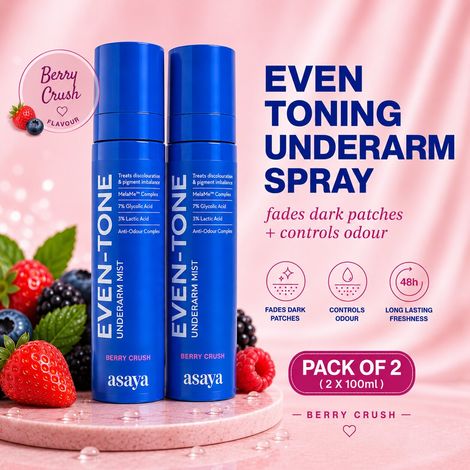 Buy Asaya Even Tone Underarm Mist Spray for Underarm Pigmentation Removal & Odour Control | Berry Crush | 100 ml | Pack of 2-Purplle