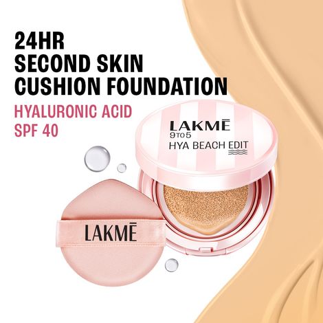 Buy Lakme 9to5 Hya Beach Edit Cushion Foundation W120 Warm Creme- 12 gm-Purplle