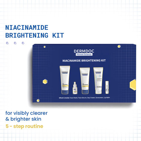 Buy DERMDOC Niacinamide Brightening Kit | 5-Step Routine for Clearer & Brighter Skin | Face Wash, Serum, Day Cream, Sunscreen & Lip Balm | Helps Reduce Dark Spots & Improve Uneven Skin Tone | Pack of 5-Purplle