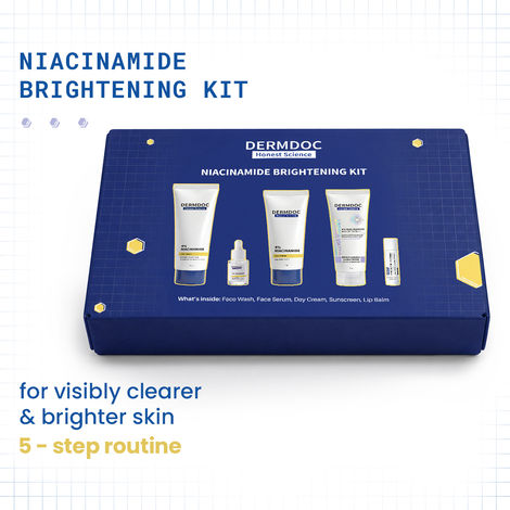 Buy DERMDOC Niacinamide Brightening Kit | 5-Step Routine for Clearer & Brighter Skin | Face Wash, Serum, Day Cream, Sunscreen & Lip Balm | Helps Reduce Dark Spots & Improve Uneven Skin Tone | Pack of 5-Purplle