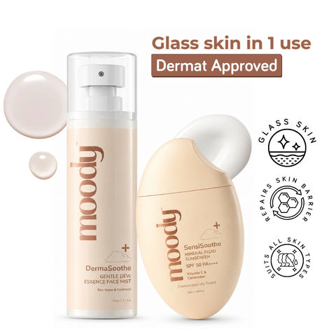 Buy Moody Dermasooth Rice Water Glow & Sun Protection Combo – Face Mist Toner (110 ml) + Mineral Sunscreen SPF 50 PA++++ (50 ml) - Combo of 2-Purplle