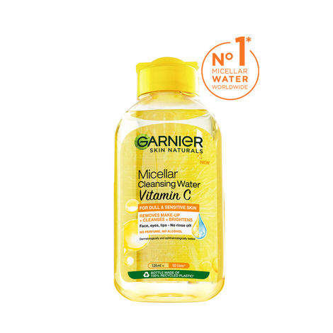 Buy Garnier Vitamin C Micellar Water, 125 ml - Anti Pollution Cleanser For Dull Skin, Get 100% Clean Skin-Purplle