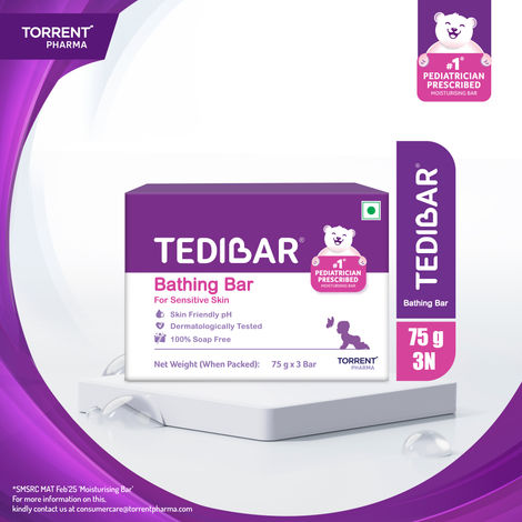 Buy Tedibar Moisturising Baby Bathing Bar 75 gm*3 | 100% Soap Free | Skin Friendly pH - By Torrent-Purplle