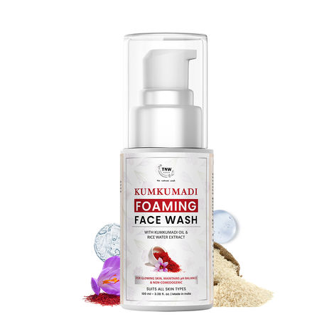 Buy TNW The Natural Wash Kumkumadi Foaming Face Wash for Glowing Skin | With Kumkumadi Oil & Rice Water Extract | Reduces Pigmentation & Controls Excess Oil | Suitable for All Skin Types 100 ml-Purplle