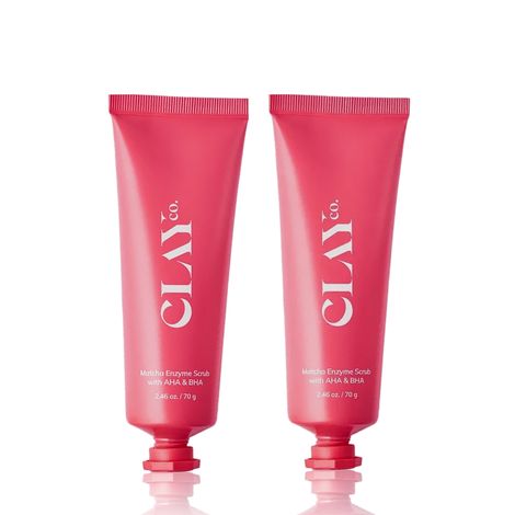 Buy Clayco Matcha Glow & Clear Duo for Men & Women | Matcha Enzyme Scrub with Glycolic Acid (AHA) & Salicylic Acid (BHA) for Exfoliation & Brighter Skin | Pack of 2 | 70 gm x 2-Purplle