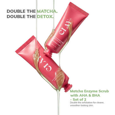 Buy Clayco Matcha Glow & Clear Duo for Men & Women | Matcha Enzyme Scrub with Glycolic Acid (AHA) & Salicylic Acid (BHA) for Exfoliation & Brighter Skin | Pack of 2 | 70 gm x 2-Purplle