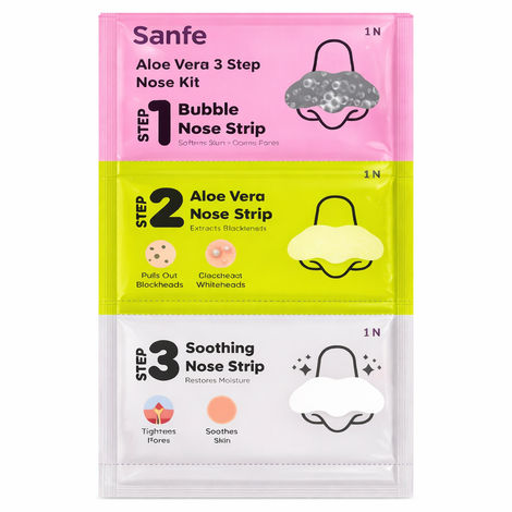 Buy Sanfe DeepDetox 3-In-1 Nose Strips | Pack of 3 | Fights Blackheads & Whiteheads | 3-Step Deep Pore Cleansing Nose Patches with Bubble, Charoal & Aloe Vera Strips | Removes Impurities & Excess Oil-Purplle