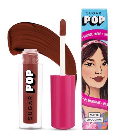Buy SUGAR POP Matte Lipcolour - 05 Mahogany (Chocolate Brown) 2.5 ml - Non-Drying, Smudge Proof, Long Lasting-Purplle