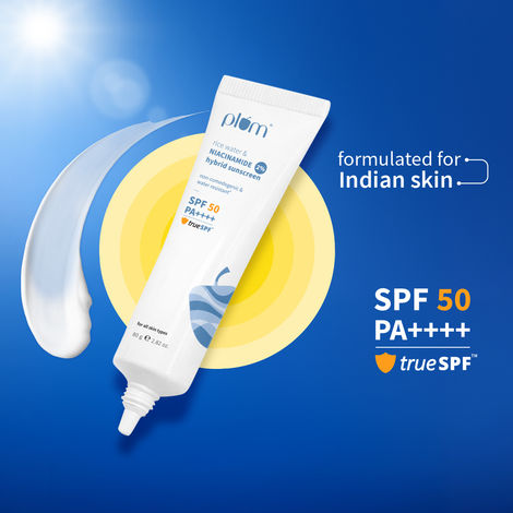 Buy Plum 2% Niacinamide Sunscreen SPF 50 PA+++ With Rice Water | 4 Hrs Water Resistance | 3x Tan Reduction & Brightens | No White Cast, Lightweight, Non-Sticky | Dermatologically Tested | All Skin Types | Women & Men | 100% Vegan |80 gm - 80 gm-Purplle