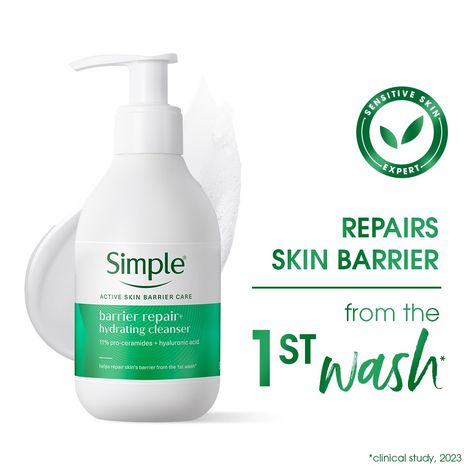 Buy Simple Barrier Repair+ Hydrating Cleanser, with 11% Ceramide Boosters, Face Wash, 150 ml-Purplle