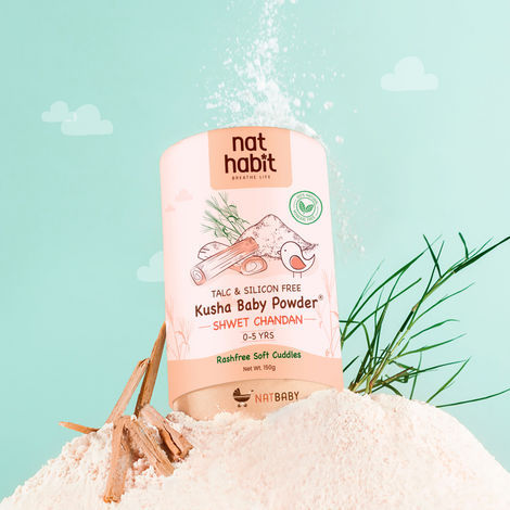 Buy Nat Habit Shwet Chandan Baby Powder|Talc Free Baby Dusting Powder with Sandalwood Helps Protect from Rash, Sweat, Friction & Skin Irritation|Paediatrician and dermatologically tested|Gentle Care for Baby|150 gm-Purplle