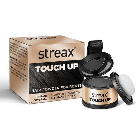 Buy Streax Root Touch Up Hair Colour Powder, Black - 4 gm, Covers Grey Hair & Bald Patches Instantly-Purplle