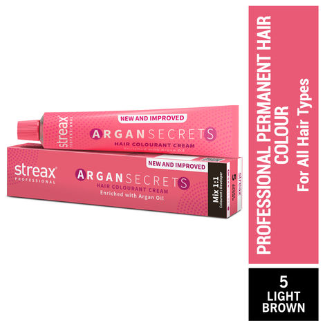 Buy Streax Professional Argan Secret Hair Colourant Cream - Light Brown 5 (60 gm)-Purplle