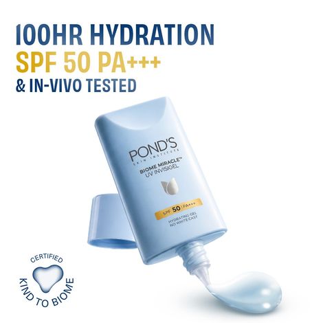 Buy Ponds BIOME Miracle|UV Invisigel Moisturiser|100HR Hydration | SPF 50 PA+++| 50 gm-Purplle
