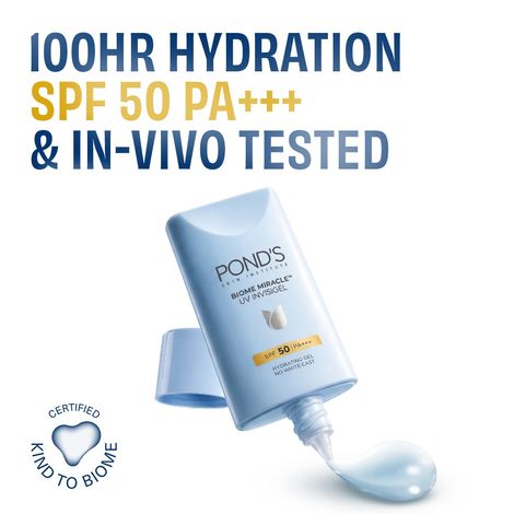 Buy Ponds BIOME Miracle|UV Invisigel Moisturiser|100HR Hydration | SPF 50 PA+++| 50 gm-Purplle