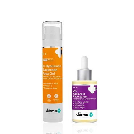 Buy The Derma co. 1% Hyaluronic Sunscreen Aqua Gel (50 gm) + 2% Kojic Acid Face Serum (30 ml) Skincare Kit Combo of 2-Purplle