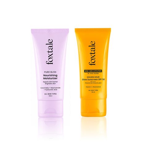 Buy Foxtale Glow & Barrier Repair Combo | Ceramide & Niacinamide Moisturizer + Vitamin C & Niacinamide Glow Sunscreen SPF 50 PA++++ | Day & Night Hydration | 50 ml + 50 ml - Combo of 2-Purplle