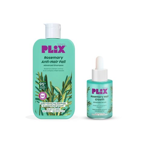 Buy PLIX Rosemary Hair Care Duo | Shampoo (200 ml) + Hair Serum (25 ml)| Rosemary Extract, Redensyl, AnaGain & Baicapil | For Hair Fall Care & Fuller-Looking Hair (Combo of 2)-Purplle