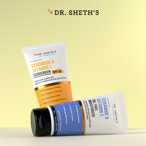 Buy Dr. Sheth's Hydration & Sun Protection Combo | Vitamin C Moisturizer (50 gm) + Vitamin C Sunscreen SPF 50+ (50 gm) (Combo of 2)-Purplle