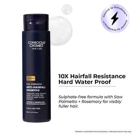 Buy Conscious Chemist Anti Hairfall Shampoo | Saw palmetto,Yeast Extract,Rosemary OIl & Keratin |2x Hair Fall Control & Hair Growth |Hard Water Safe |With StrandBoos Technology| For All Hair Types (200 ml)-Purplle