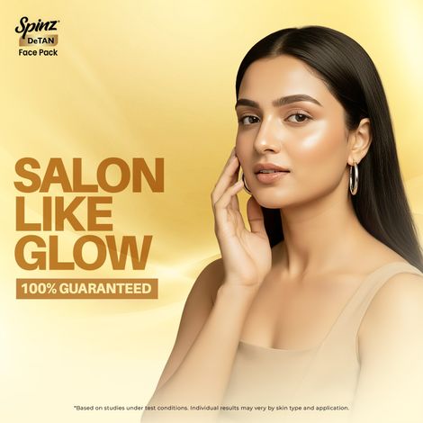 Buy Spinz DeTan Face Pack with Besan, Honey and Kojic | Salon like glow in 15 mins, 100% Guaranteed, Used by professionals, No Bleach (100 gm)-Purplle