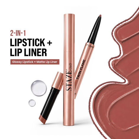 Buy Staze Twin Flame 2-in-1 Lipstick + Lip Liner | Long Lasting | Glossy & Matte | 03 Match-Made (2 gm)-Purplle