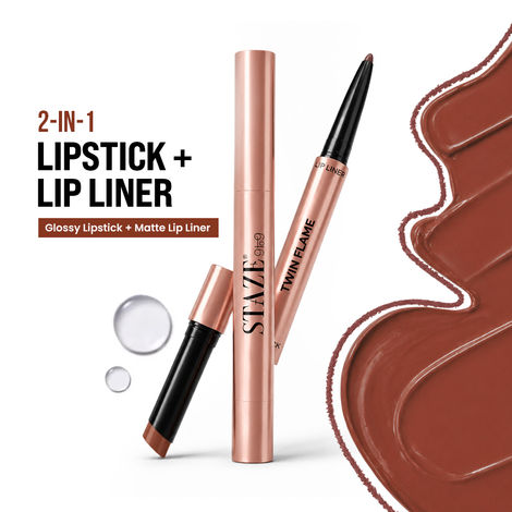 Buy Staze Twin Flame 2-in-1 Lipstick + Lip Liner | Long Lasting | Glossy & Matte | 05 Hot Date (2 gm)-Purplle
