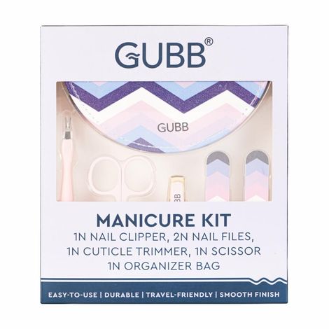 Buy GUBB Manicure Set-2Pcs Nail File +1Pc Cuticle Trimmer+1Pc Nail Clip+1Pc Scissor+1Pc Organizer Bag (Combo of 6)-Purplle