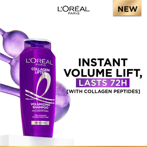 Buy L'Oreal Paris Collagen Lifter Volumizing Shampoo with Collagen Peptides for thin, flat hair, gives instant volume lift & thicker, fuller hair (340 ml)-Purplle