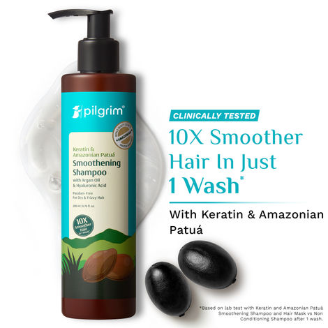Buy Pilgrim Patua & Keratin Hair SMOOTHENING SHAMPOO for Dry & Frizzy hair | Sulphate & Paraben free shampoo for Women & Men | Shampoo for hair Smoothening & healthy scalp | 200 ml-Purplle