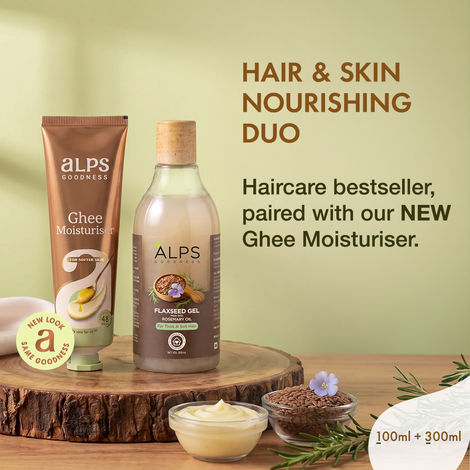 Buy Alps Goodness Hair & Skin Nourishing Duo | Flaxseed Gel with Rosemary Hair Mask (300 ml) + Ghee Moisturiser (100 gm) | Hair Growth, Frizz Control & Deep Skin Hydration | Combo of 2-Purplle