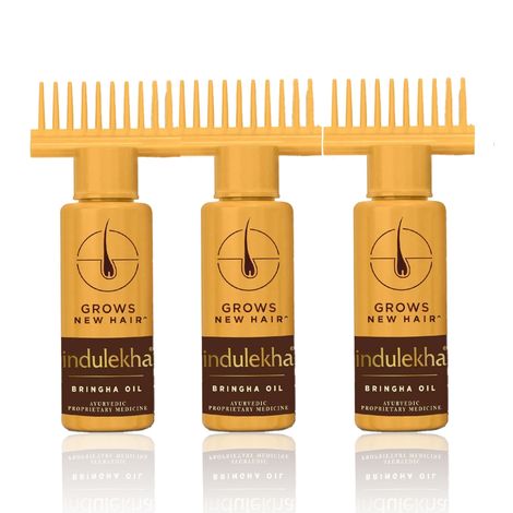 Buy Indulekha Bringha Hair Oil with 11 Herbs Ayurvedic Hair Oil for Hair Growth 50 ml (Pack of 3)-Purplle