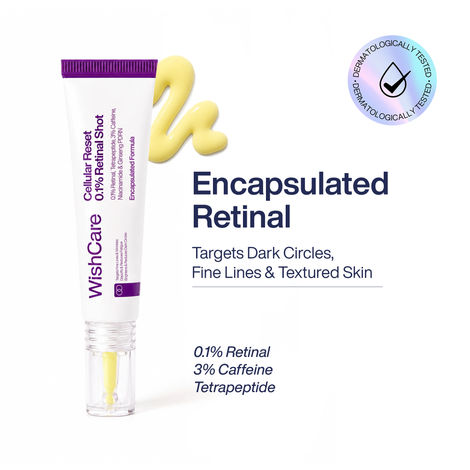 Buy WishCare Cellular Reset 0.1% Retinal Serum Shot- Targets Fine Lines, Wrinkles & Dark Circles | Retinol Serum Shot - 10 ml-Purplle