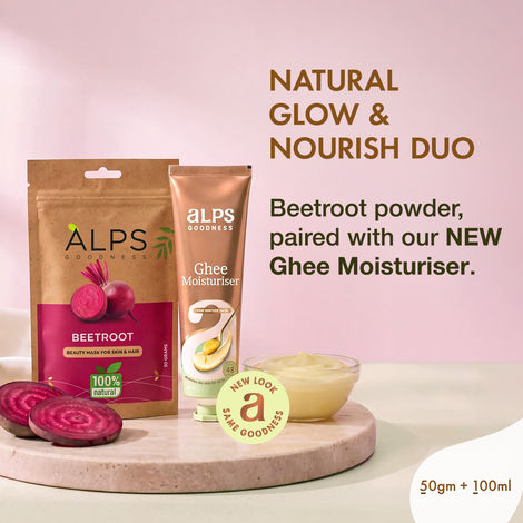 Buy Alps Goodness Natural Glow & Nourish Duo | Beetroot Powder (50 gm) + Ghee Moisturiser (100 gm) | Face Pack, Hair Mask & Deep Skin Hydration | Pack of 2-Purplle