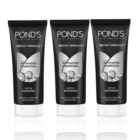 Buy Ponds Pure White Anti Pollution Activated Charcoal Face Wash (100 g) (Pack of 3)-Purplle