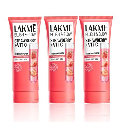 Buy Lakme Blush & Glow Hydrating Strawberry Facewash with Vitamin C Serum 100 gm (Pack of 3)-Purplle