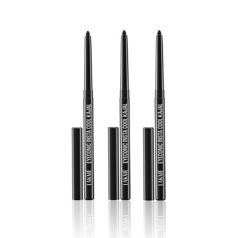 Buy Lakme Eyeconic Insta Cool Kajal Black 0.35 gm (Pack of 3)-Purplle