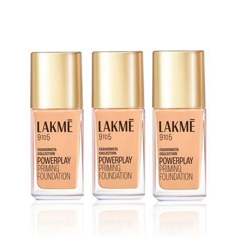 Buy Lakme 9 To 5 Fashionista Collection Powerplay Priming Foundation - Warm Creme W120 | 25 ml (Pack of 3)-Purplle